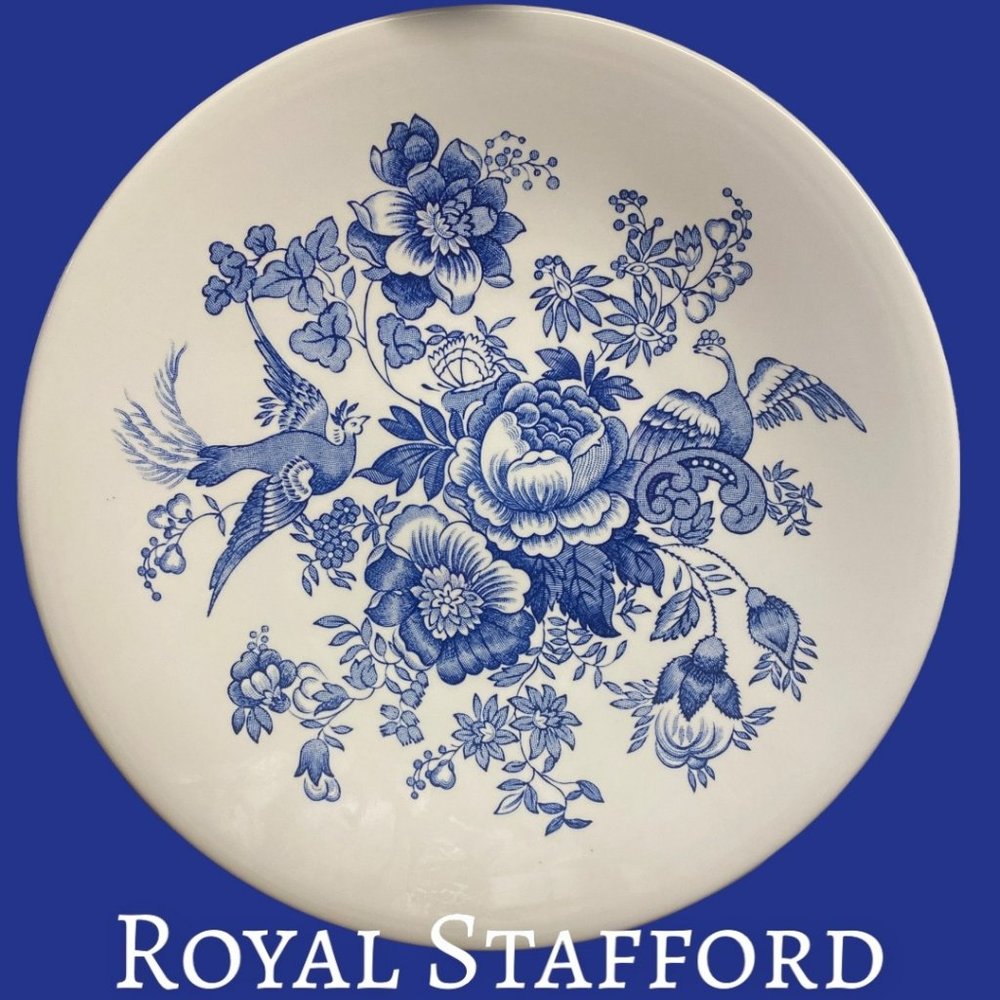 13.5" Pasta Serving Bowl Asiatic Pheasant Dark Blue by Royal Stafford
